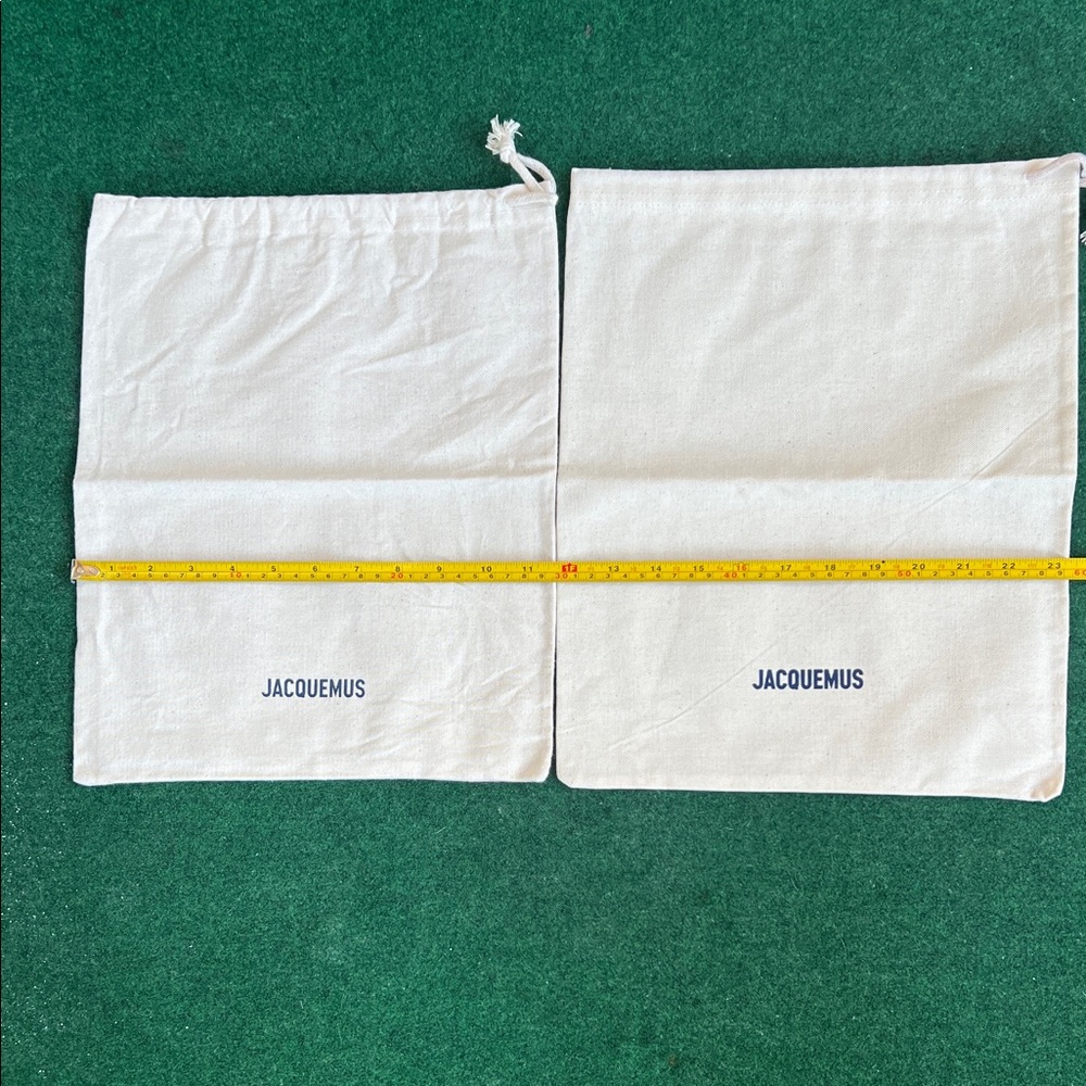 Jacquemus Cream Canvas Dust Bags with Navy Logo - Pair